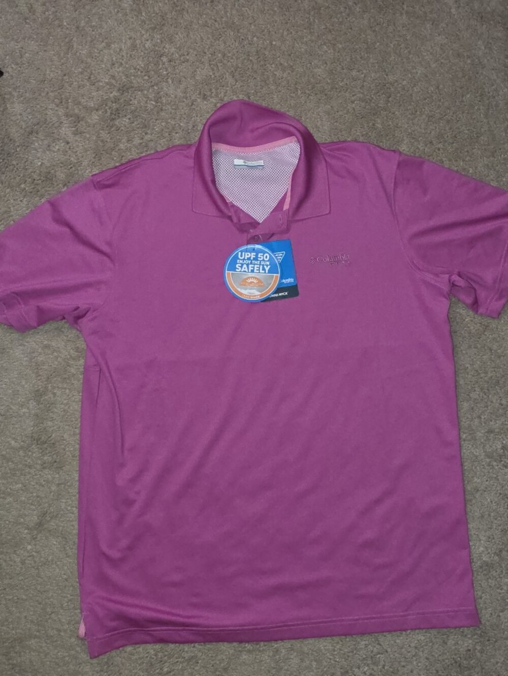 Columbia Men's Low Drag Offshore Polo NWT Size Large UPF 50 Omni-Wick Omni-Shade